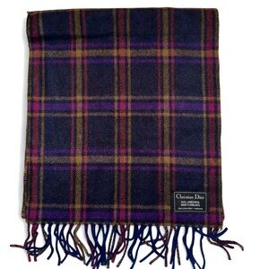 Christian Dior lambswool plaid scarf